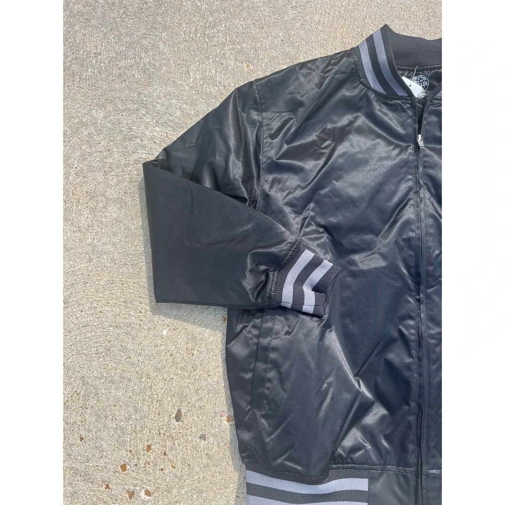 University Of Georgia Bulldogs Satin Bomber Jacket Mens M Black Full Zip